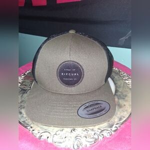 Ripcurl Surfing Co. Forest Green/Black Logo Patch Snapback Hat High Profile New